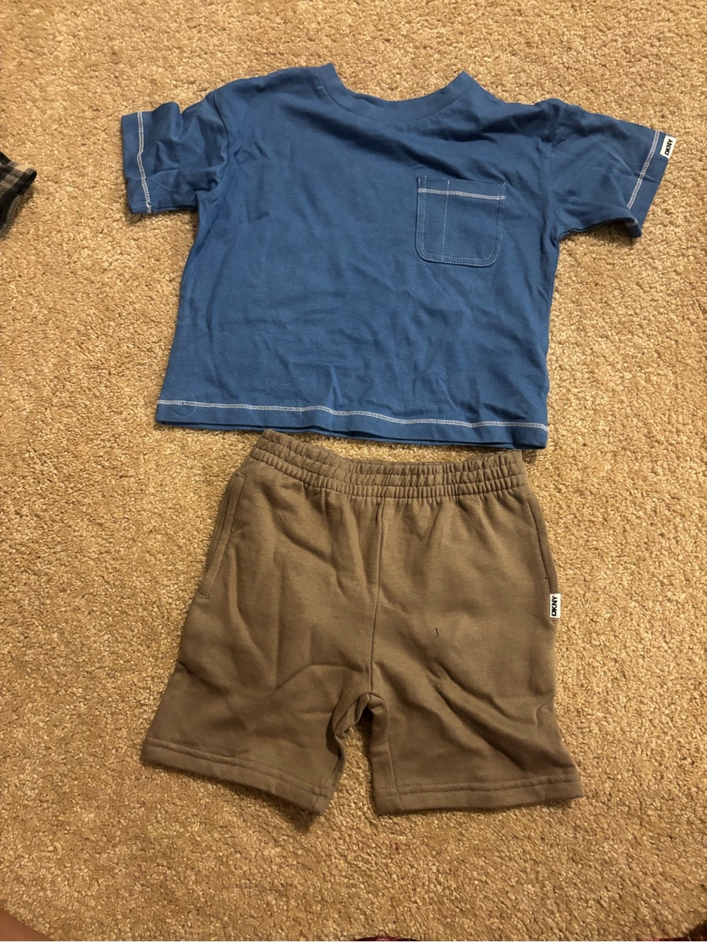 Dkny Boys Blue Tee and Brown Pull-On Shorts Set